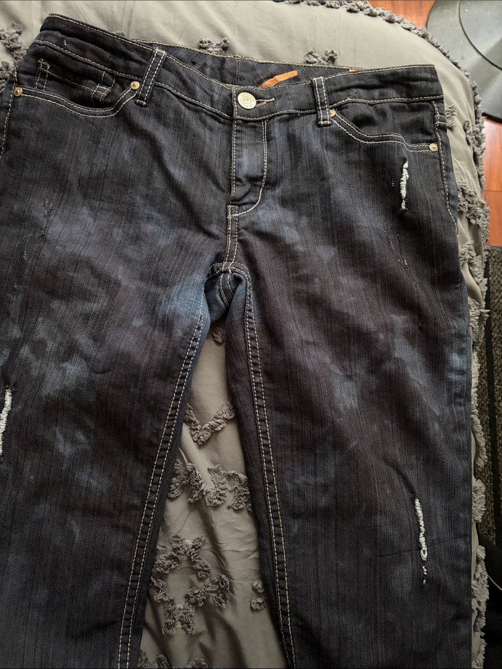 7 For All Mankind Black Tie-Dye Jean Shorts